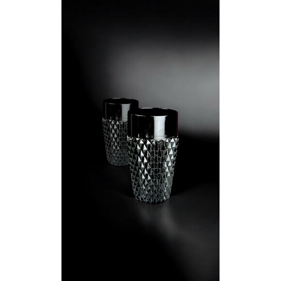 Vtg Set of 2 Indiana Glass Tiara Diamond Point Black Highball Ice Tea Glasses - Picture 3 of 7